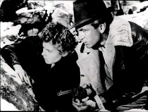 Foto Filmszene, Wem die Stunde schlägt, Schauspieler Gary Cooper und Ingrid Bergman