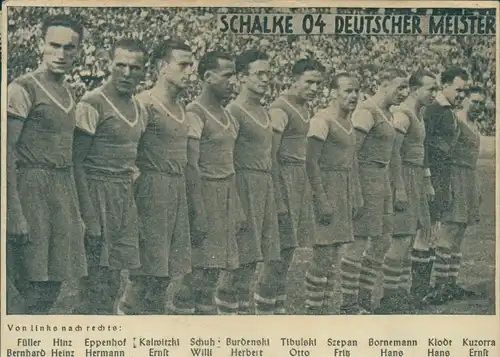 Ak FC Schalke 04 Fußball Mannschaft, Mannschaftsbild, rückseitig Unterschrift Kuzorra, Szepan