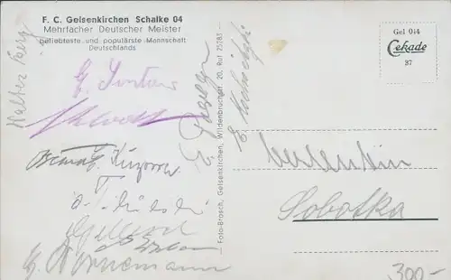 Ak FC Schalke 04 Fußball Mannschaft, signiert: Sontow, Klodt, Kuzorra, Tibulski, Gellesch, Urban etc