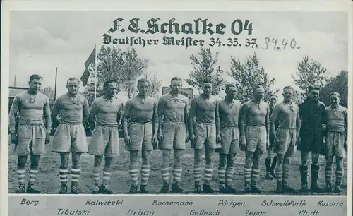Ak FC Schalke 04 Fußball Mannschaft, Deutscher Meister 1934, 35, 37, 39, 40
