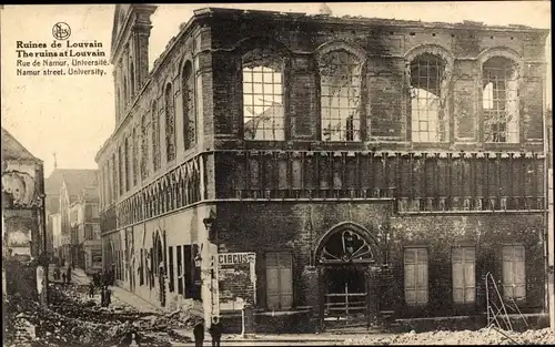 Ak Louvain Leuven Flämisch Brabant, Ruines, Rue de Namur, Universite