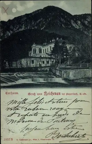 Mondschein Ak Reichenau an der Rax Niederösterreich, Kurhaus bei Nacht