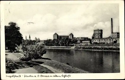 Ak Ingolstadt in Oberbayern,  Altes Schloss, Partie an der Donau