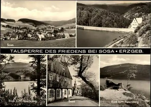 12 alte Ak Sosa Eibenstock im Erzgebirge, diverse Ansichten