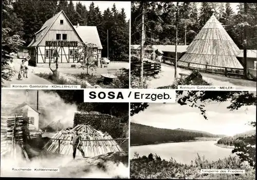 12 alte Ak Sosa Eibenstock im Erzgebirge, diverse Ansichten