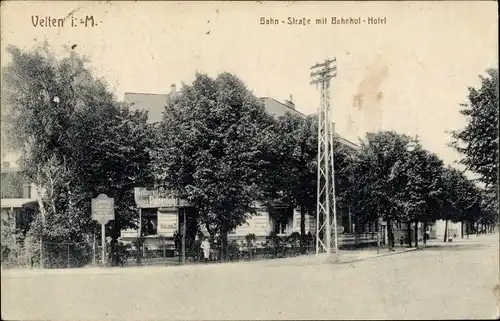 Ak Velten in der Mark, Bahnstraße, Bahnhof-Hotel