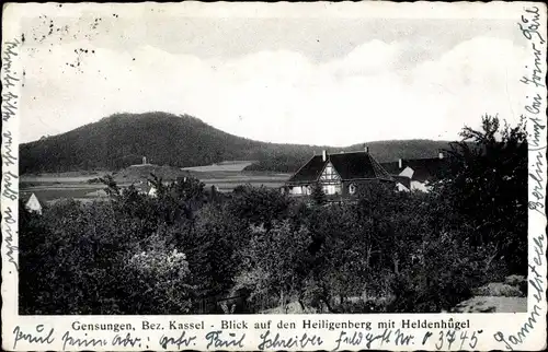 Ak Gensungen Felsberg Hessen, Heiligenberg und Heldenhügel