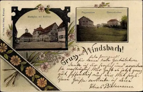Ak Windsbach Mittelfranken, Marktplatz, Rathaus, Progymnasium, Pfarrwaisenhaus