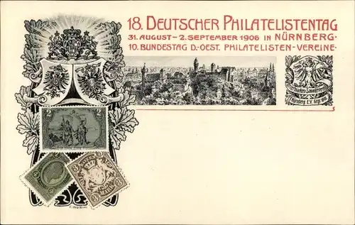 Ganzsachen Briefmarken Litho Nürnberg, 18. Deutscher Philatelistentag 1906