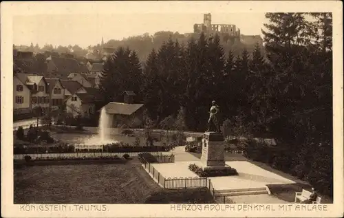 Ak Königstein im Taunus, Herzog-Adolph-Denkmal mit Anlage