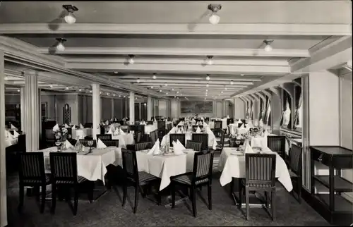 Ak Dampfer Hamburg, HAPAG, Speisesaal Touristenklasse, Innenansicht