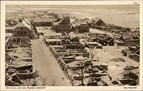 Ak Schelesnodoroschny Gerdauen Ostpreußen, Ort von den Russen zerstört, I WK