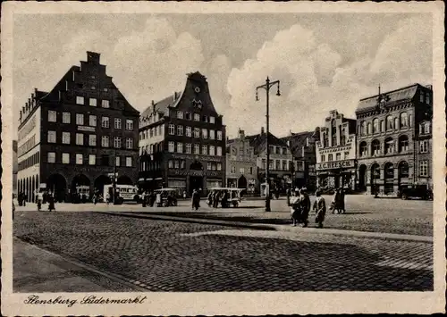 Ak Flensburg in Schleswig Holstein, Südermarkt, Nordisches Speisehaus, Beamtenbank