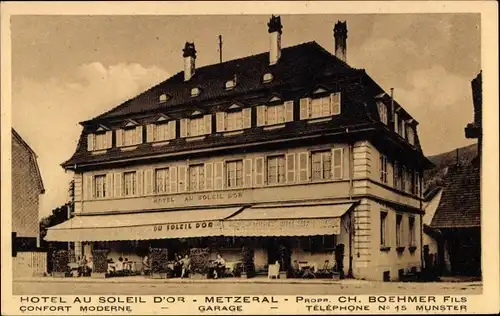 Ak Metzeral Elsass Haut Rhin, Hotel au Soleil D'Or