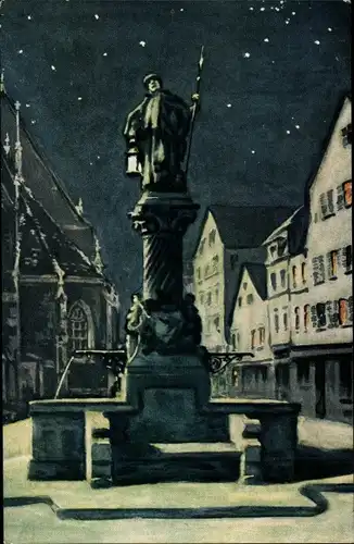 Künstler Ak Stuttgart, Nachtwächterbrunnen, Leonhardsplatz