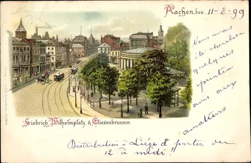 Litho Aachen in Nordrhein Westfalen, Friedrich-Wilhelm-Platz, Elisenbrunnen