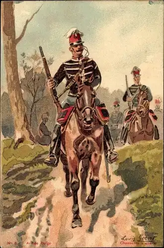 Künstler Ak Geens, Louis, Belgische Soldaten, Jäger zu Pferd