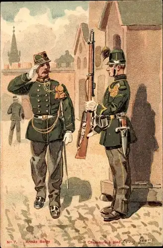 Künstler Ak Geens, Louis, Armee Belge, Belgische Soldaten, Jäger