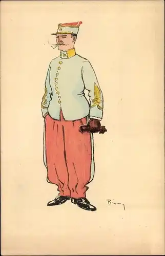 Künstler Ak Bevery, Französischer Soldat in Uniform