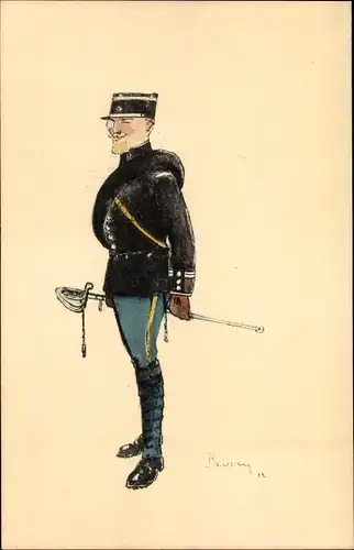 Künstler Ak Bevery, Französischer Soldat in Uniform