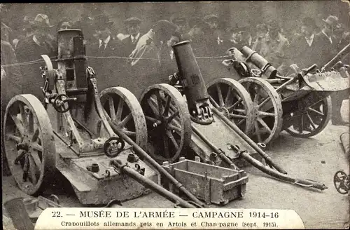 AK-Armeemuseum, Feldzug 1914-1915, im Artois und in der Champagne erbeutete deutsche Crabouillots