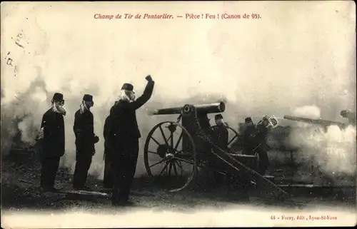 Ak Pontarlier Doubs, Feuernde Geschütze, französische Armee