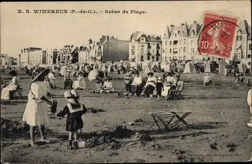 Ak Wimereux Pas-de-Calais, Strandszene