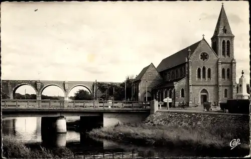 Ak Wimereux-Pas-de-Calais, Das Viadukt und die Kirche