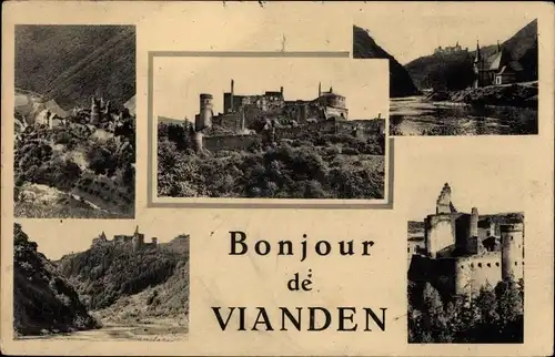 Ak Vianden Luxembourg, Burg, Fluss