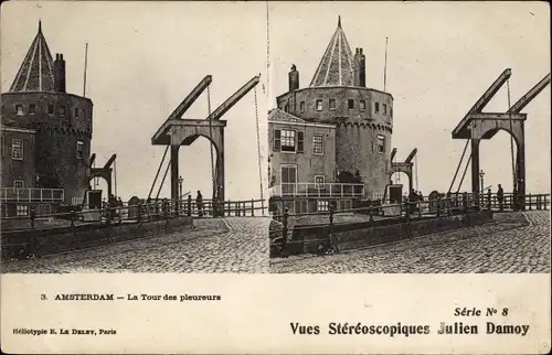 Stereo Ak Amsterdam Nordholland Niederlande, Schreierstoren