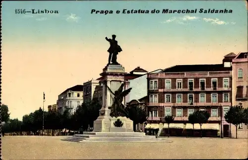 Ak Lisboa Lissabon Portugal, Praca e Estatua do Marechal Saldanha