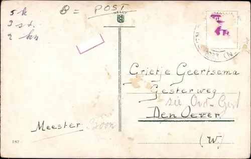 Mondschein Ak Glückwunsch Neujahr, Postbote, Frau, Kinder, Brief