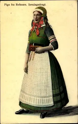 Ak Refsnæs, Frau in dänischer Tracht, Portrait, Volkstracht