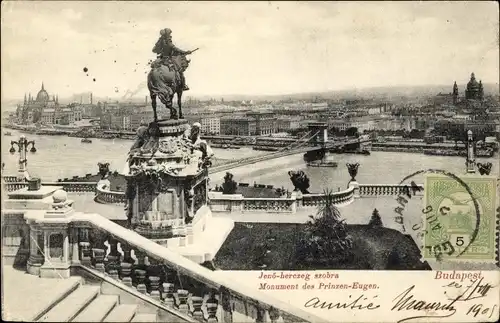 Ak Budapest Ungarn, Monument des Prinzen Eugen