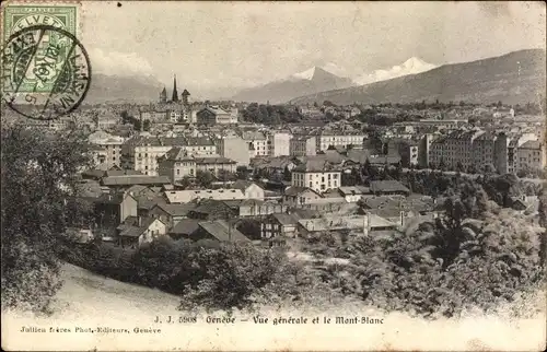 Ak Genève Genf Stadt, Gesamtansicht mit Mont Blanc