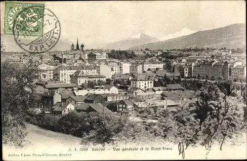 Ak Genève Genf Stadt, Gesamtansicht mit Mont Blanc
