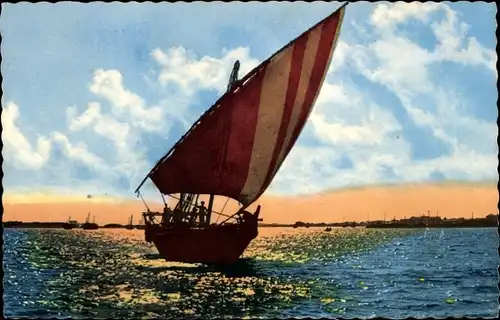 Ak Dschibuti, Boutre, Segelboot auf dem Wasser