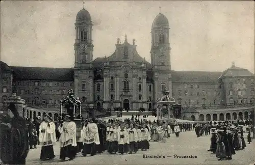 Ak Einsiedeln Kanton Schwyz Schweiz, Kloster Einsiedeln, Prozession