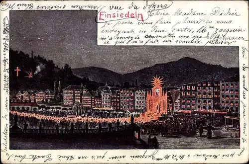 Künstler Ak Einsiedeln Kanton Schwyz Schweiz, Kloster Einsiedeln, Lichterprozession
