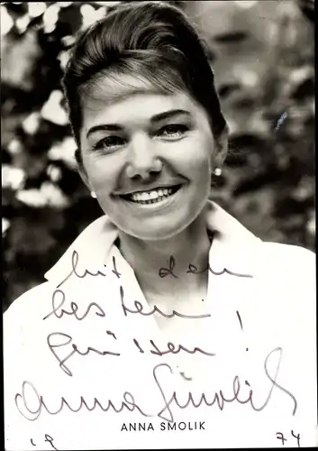 Ak Schauspielerin Anna Smolik, Portrait, Autogramm