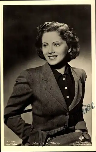 Ak Schauspielerin Marina von Ditmar, Portrait, Autogramm