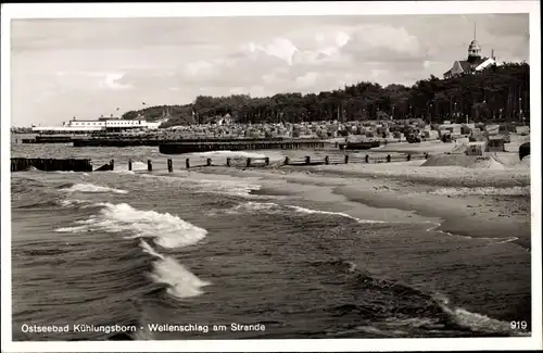 Ak Ostseebad Kühlungsborn, Strand, Wellenschlag