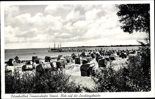 Ak Ostseebad Timmendorfer Strand, Landungsbrücke, Strandkörbe