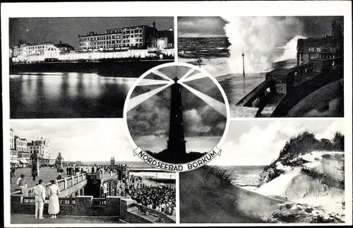 Ak Nordseebad Borkum, Strandpromenade, Dünen, Leuchtturm