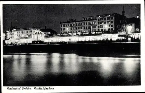 Ak Nordseebad Borkum Ostfriesland, Wandelhalle, Nachtbeleuchtung