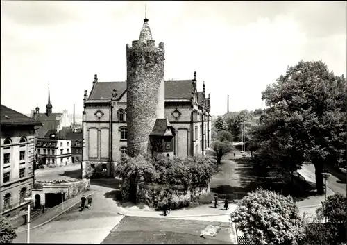Ak Pößneck in Thüringen, Weißer Turm mit Schule
