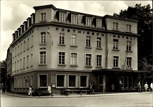 Ak Pößneck in Thüringen, HO-Hotel Posthirsch, Außenansicht