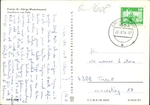 Ak Prieros Heidesee in der Mark, Konditorei und Café