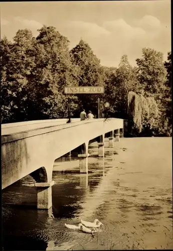 Ak Altenburg in Thüringen, Brücke zum Insel Zoo