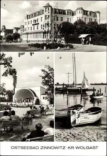 Ak Ostseebad Zinnowitz auf Usedom, Heim Glück auf, Konzertpavillon, Am Achterwasser